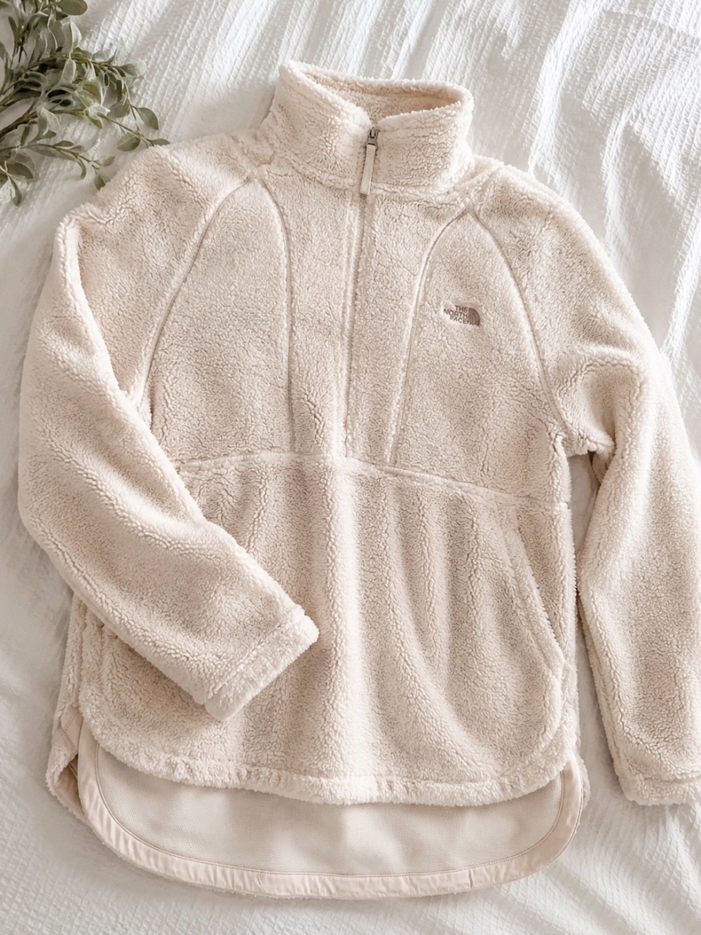 The North Face Cream Sherpa Fleece Pullover Jacket